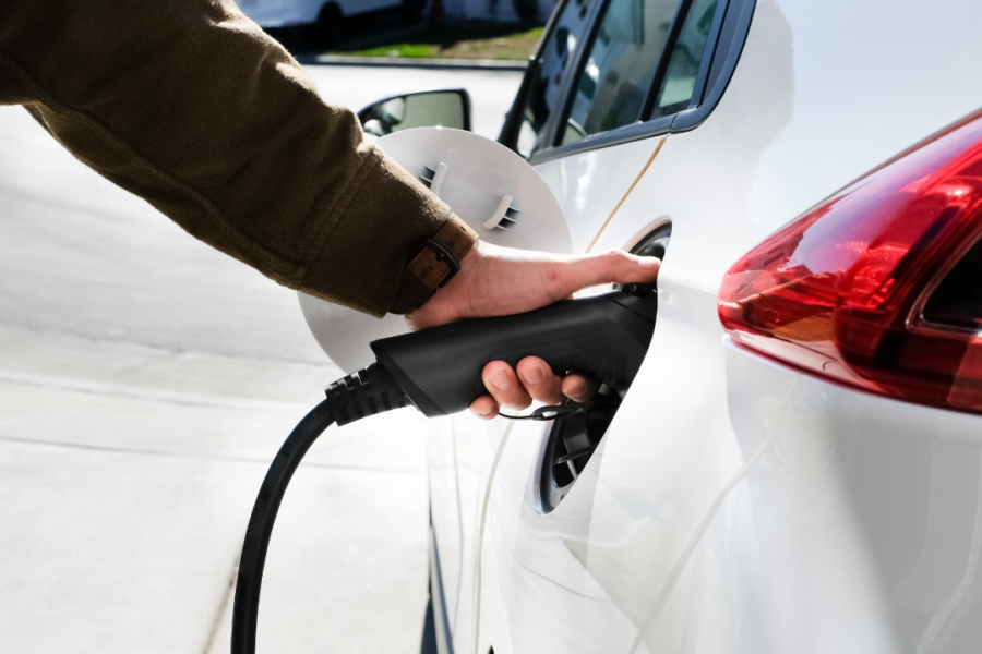 Commercial EV charging stations installed at a business property