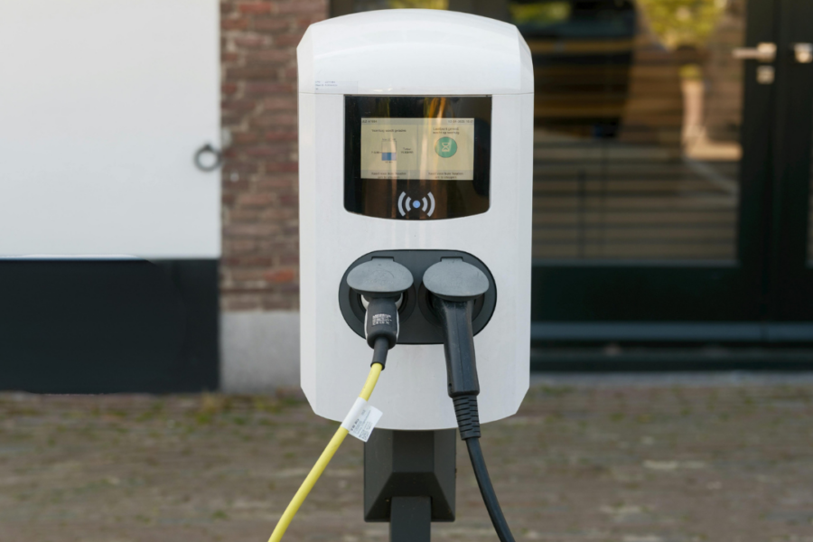 EV charging station with sub-metering technology at a commercial property